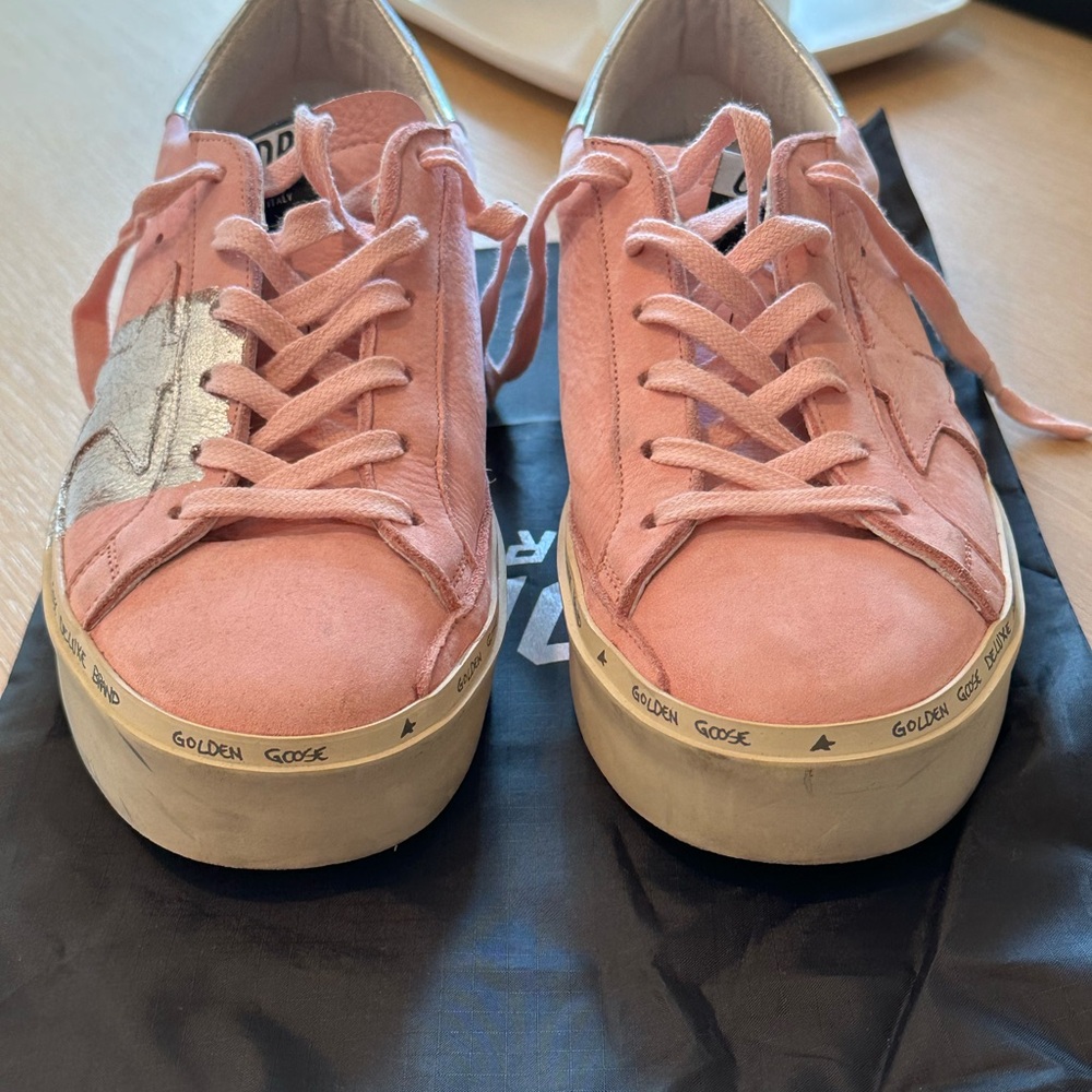 Golden Goose Pink Suede Hi Star with Silver paint limited edition barely worn - Picture 4 of 12